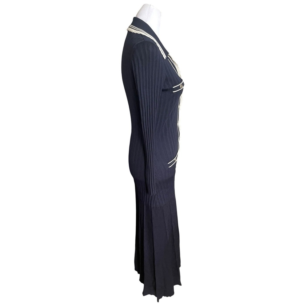 Sandro Alexandrine Long Sleeve Ribbed Mini Sweater Dress Sz 4 Old Money Preppy - Picture 11 of 16